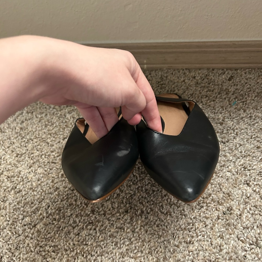 Madewell The Ava Slingback Flat Leather Black Size 7 Women's Business Travel Tan - Picture 3 of 11